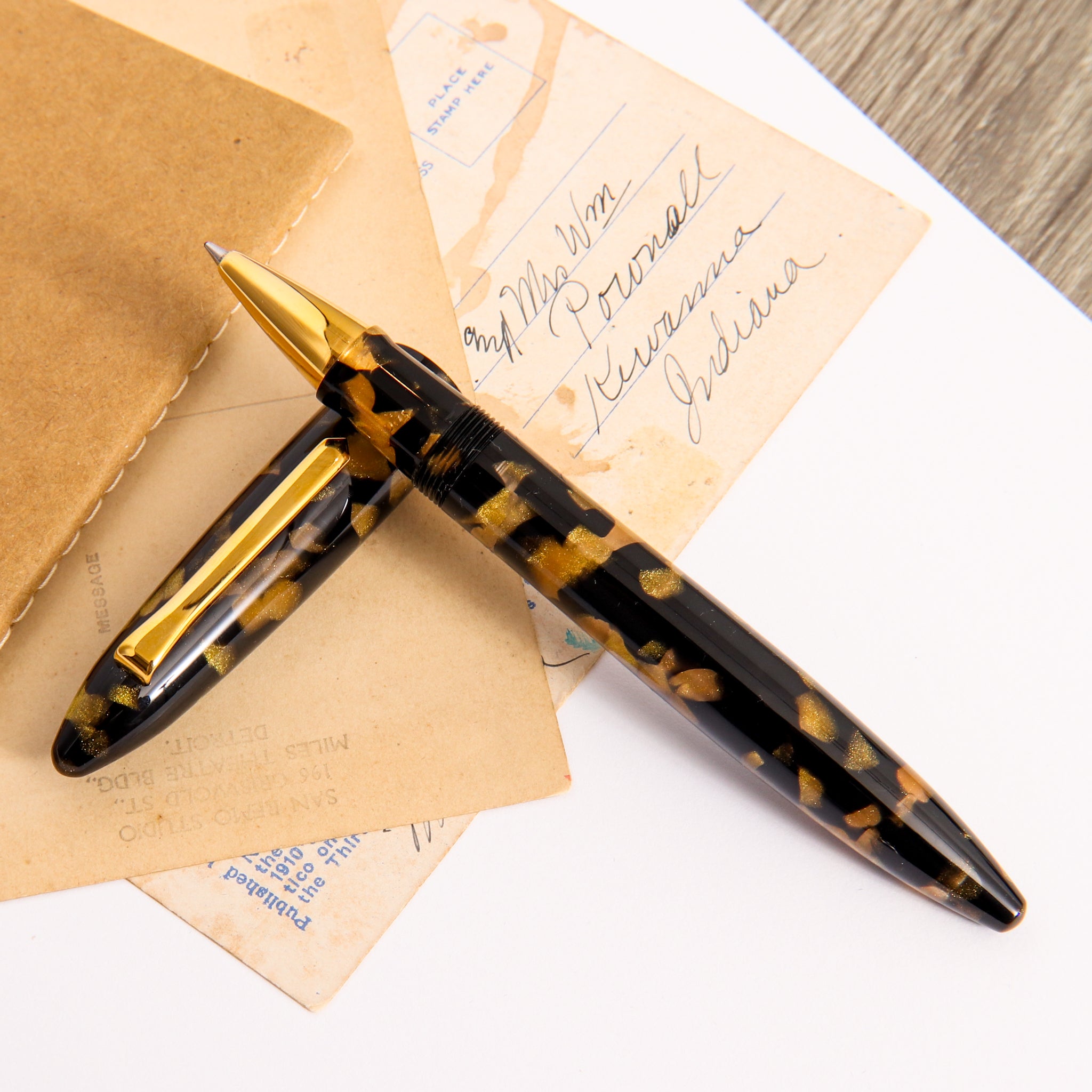 Tibaldi Bononia Black Gold Rollerball Pen