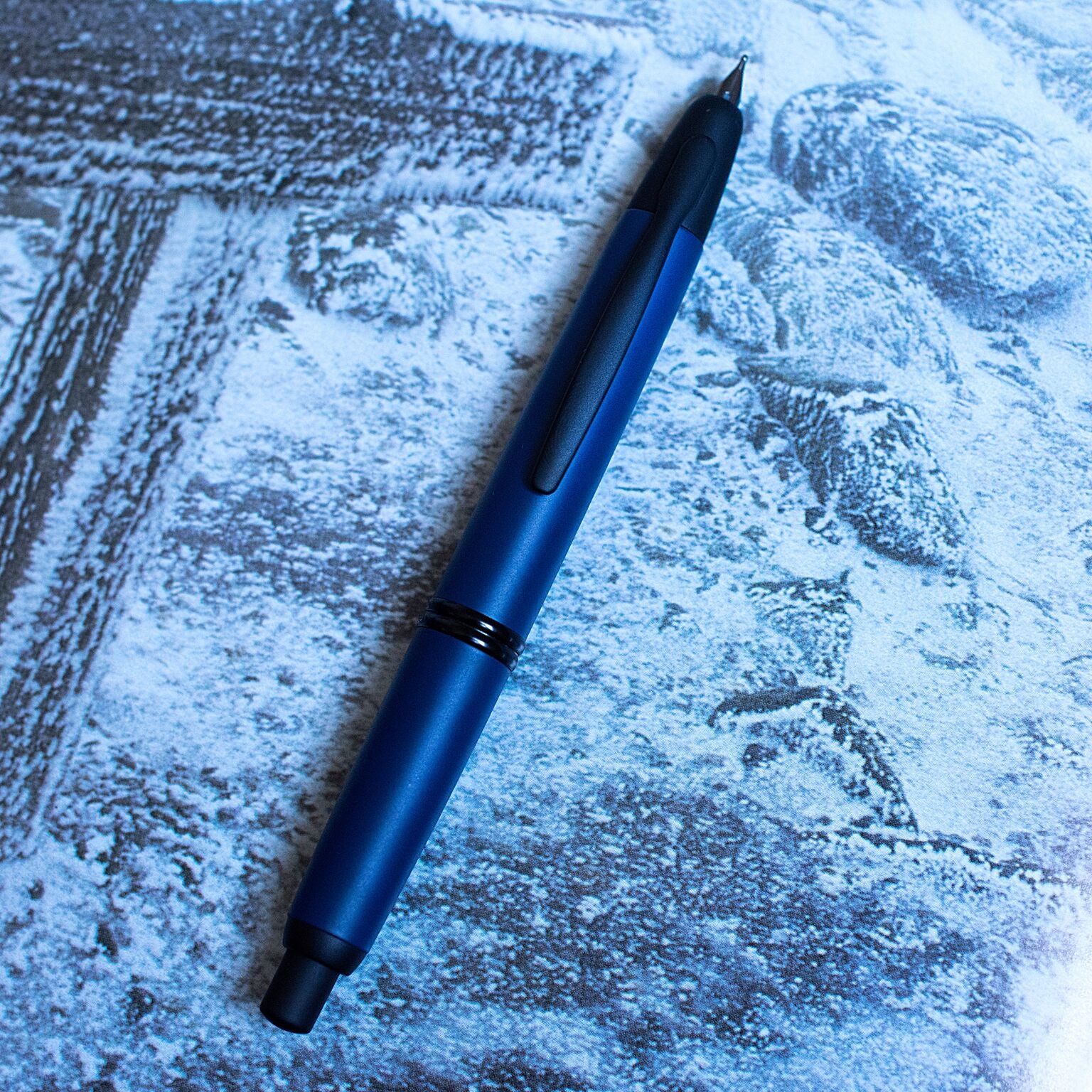 Pilot Namiki Vanishing Point Matte Blue & Black Fountain Pen 18k