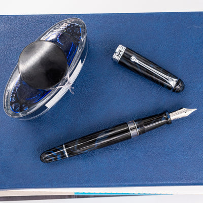 Aurora 88 Ebonite Marbled Blue Fountain Pen piston filled