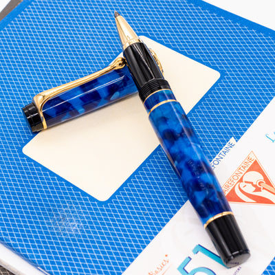 Aurora Optima Blue & Gold Rollerball Pen aurolide