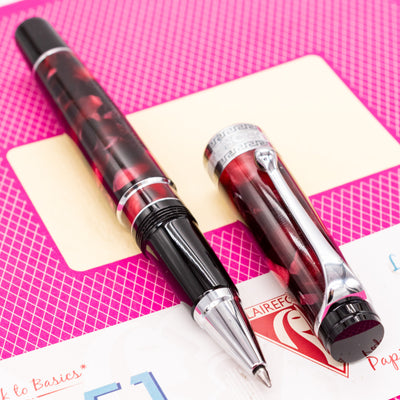 Aurora Optima Burgundy & Chrome Rollerball Pen auroloide