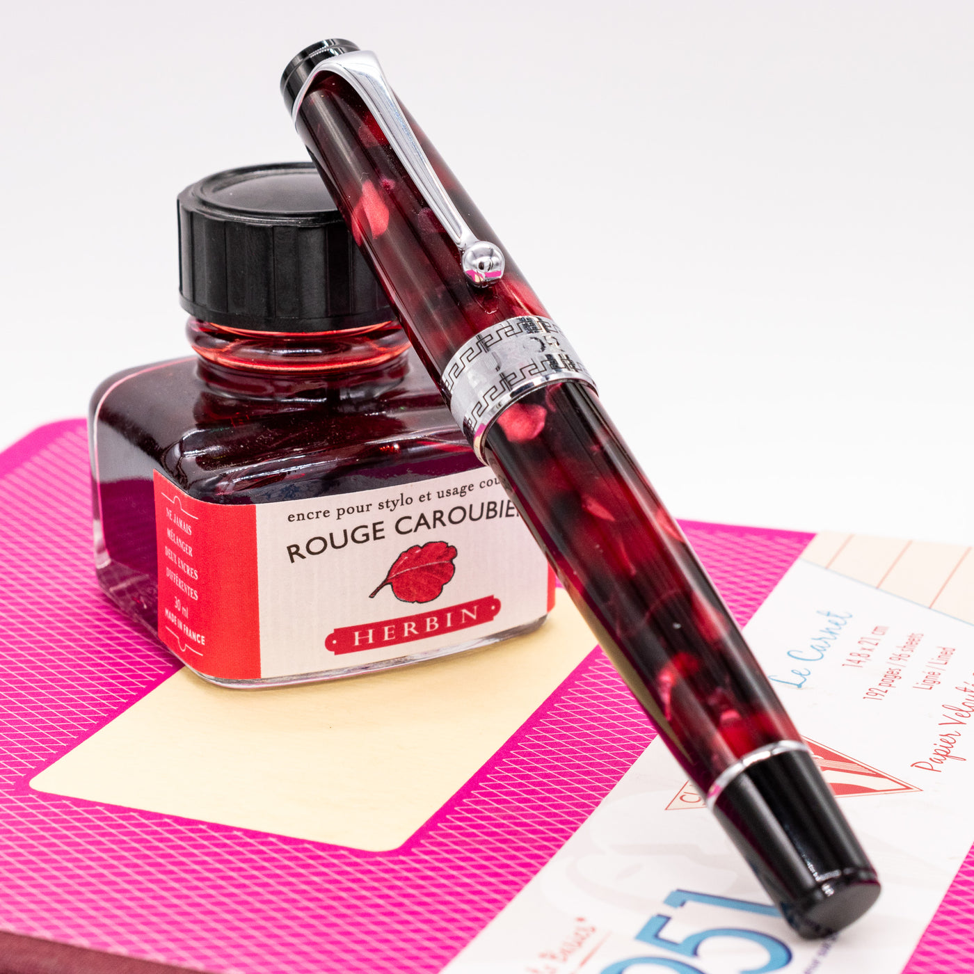 Aurora Optima Burgundy & Chrome Rollerball Pen capped