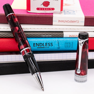 Aurora Optima Burgundy & Chrome Rollerball Pen