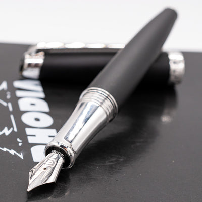 Caran d'Ache Leman Matte Black Fountain Pen uncapped