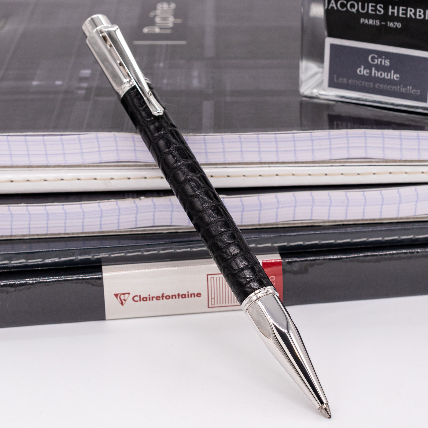 Caran d'Ache Varius Black Edition Ballpoint Pen - Alligator Skin leather