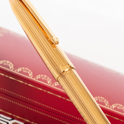 Cartier Louis Gold Plated Godron Finish Ballpoint Pen center band