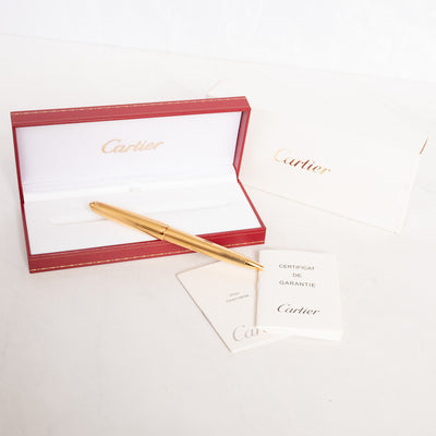 Cartier Louis Gold Plated Godron Finish Ballpoint Pen new