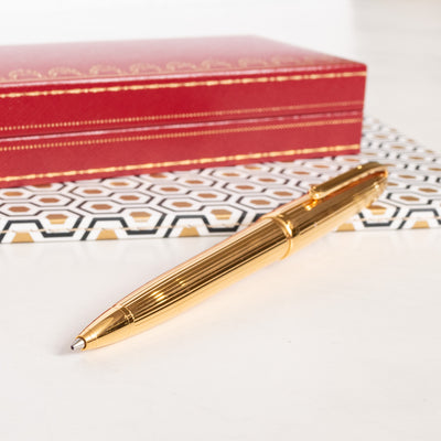 Cartier Louis Gold Plated Godron Finish Ballpoint Pen rare