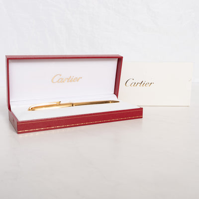 Cartier Louis Gold Plated Godron Finish Ballpoint Pen with attachments