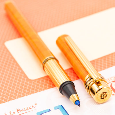 Cartier Trinity Orange Rollerball Pen Gold Trim