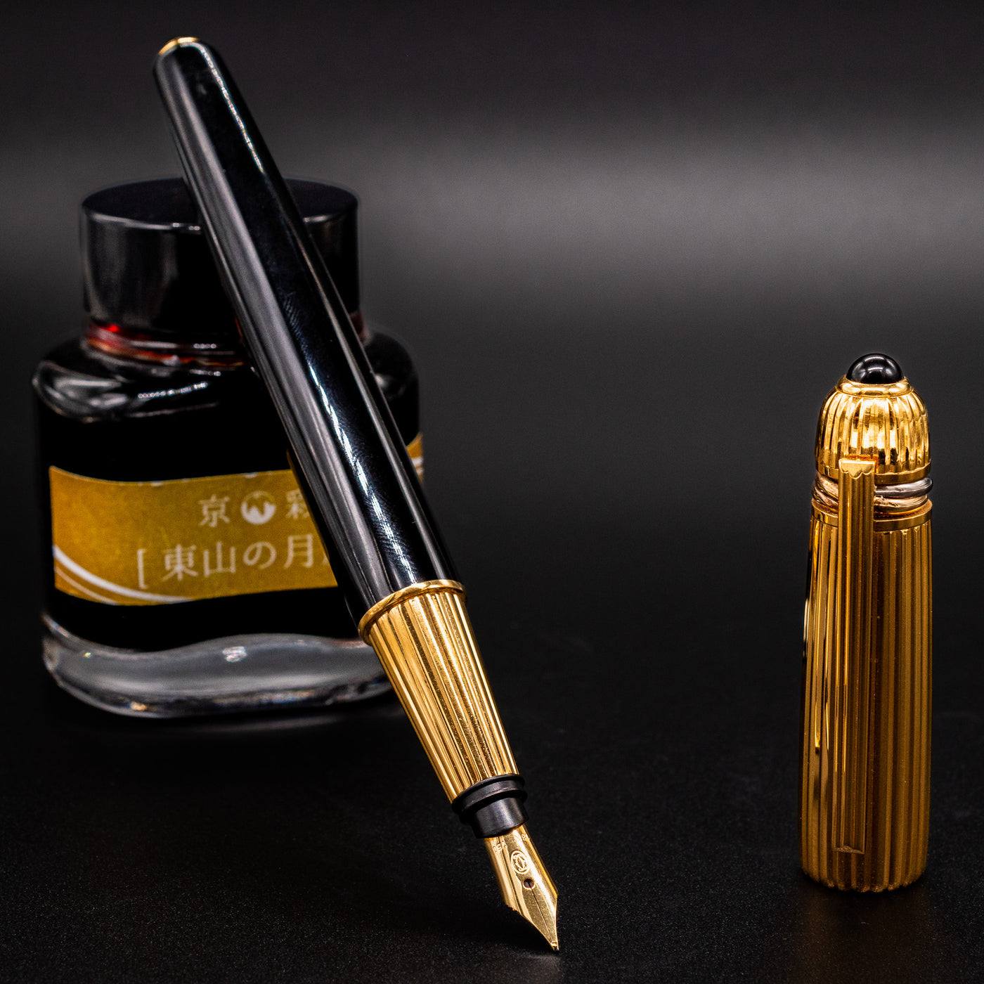 Cartier Pasha Black Lacquer & Vermeil Fountain Pen