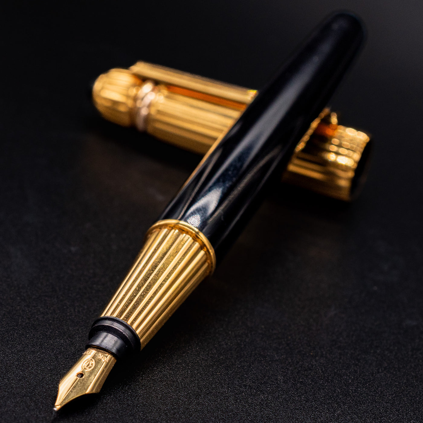 Cartier Pasha Black Lacquer & Vermeil Fountain Pen preowned