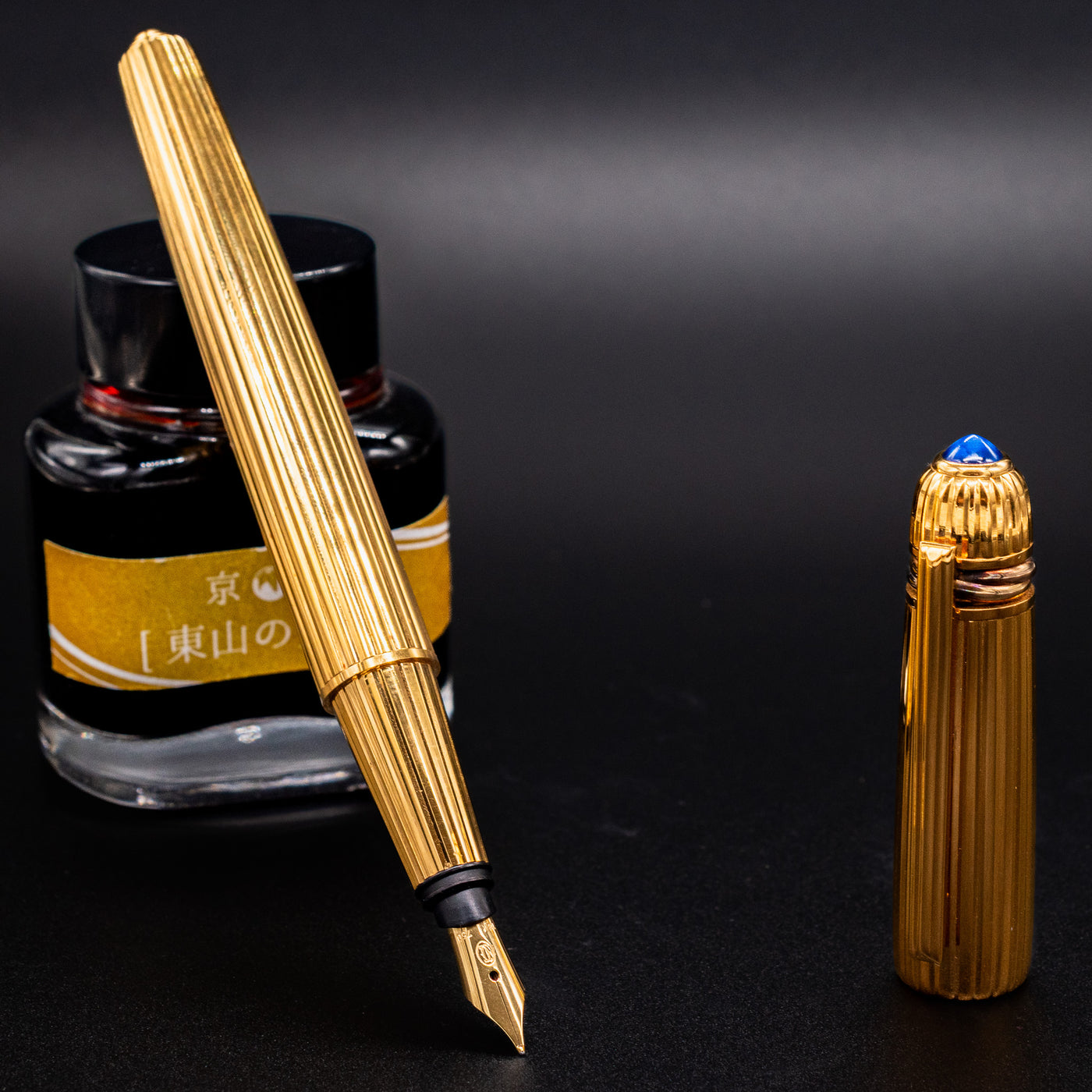 Cartier Pasha Gold Vermeil Pinstripe Fountain Pen