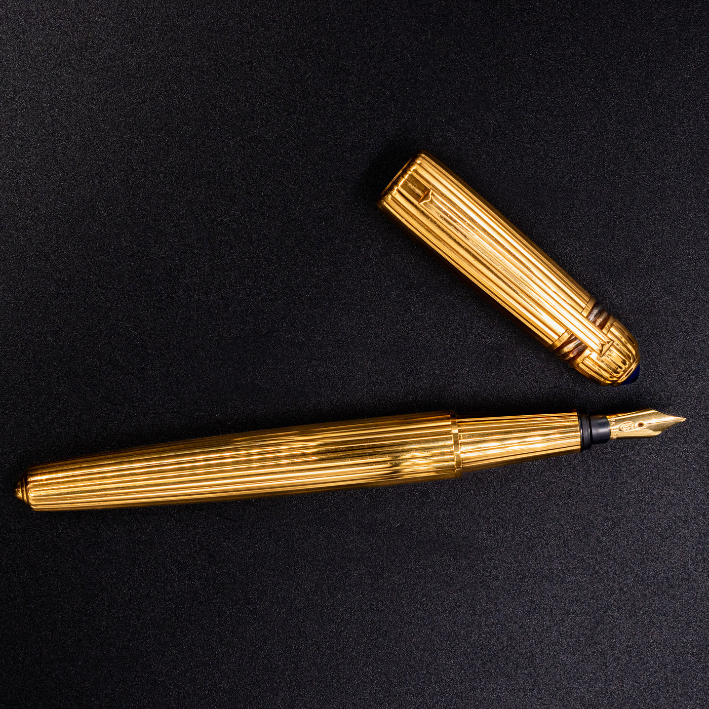 Cartier Pasha Gold Vermeil Pinstripe Fountain Pen grooved