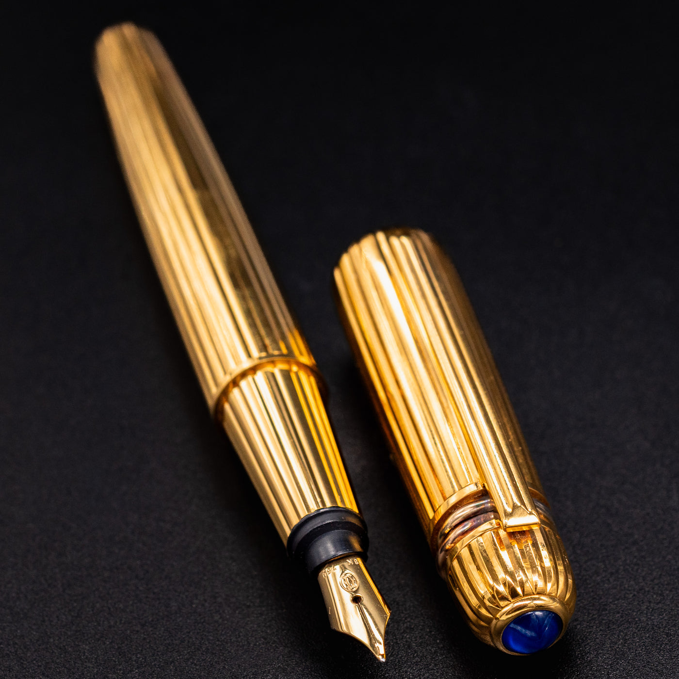 Cartier Pasha Gold Vermeil Pinstripe Fountain Pen uncapped