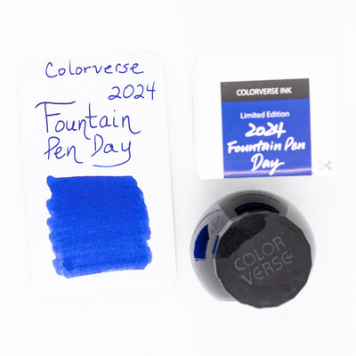 Colorverse Fountain Pen Day 2024 Ink Bottle Blue Sheening