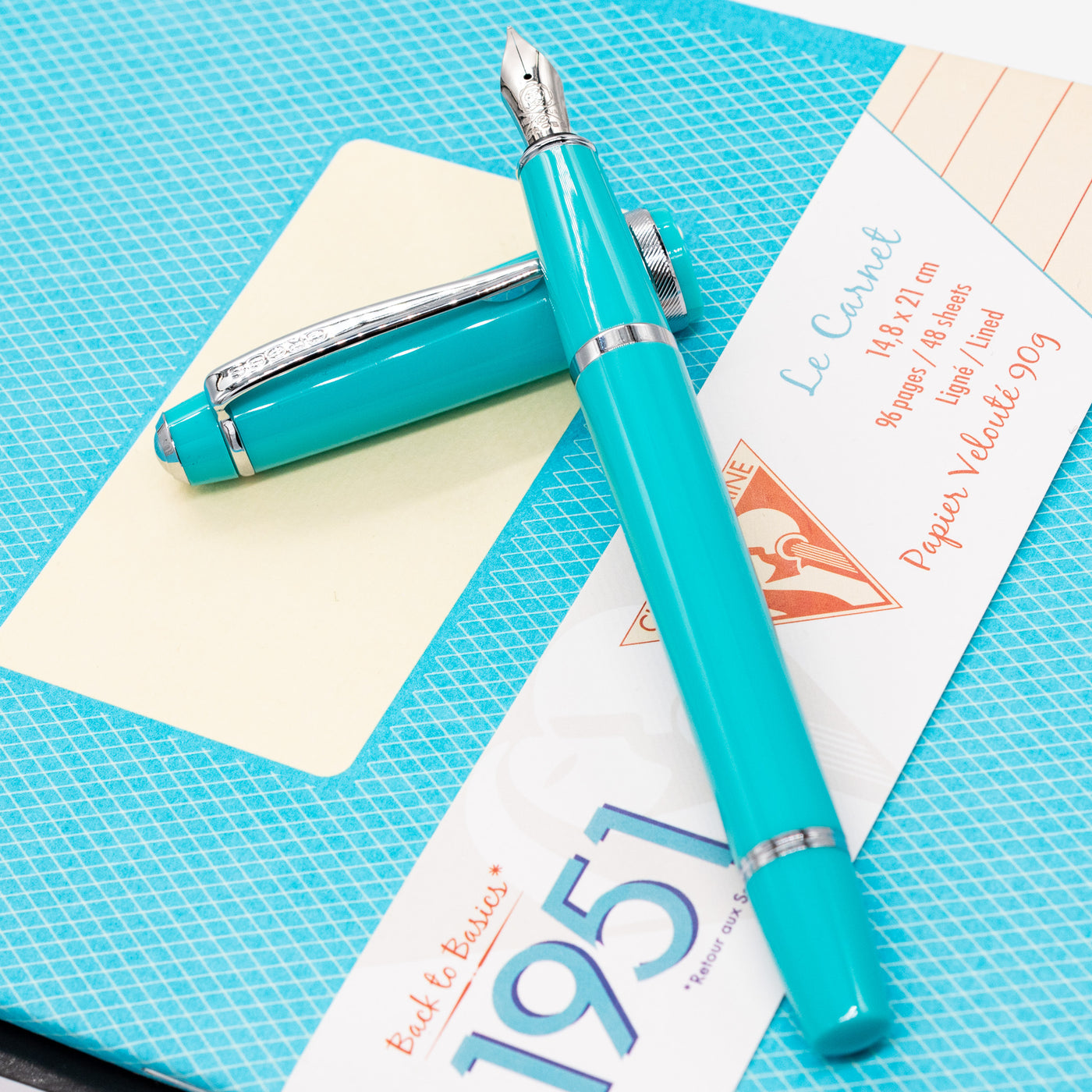 Cross Bailey Lights Fountain Pen - Teal & Chrome blue