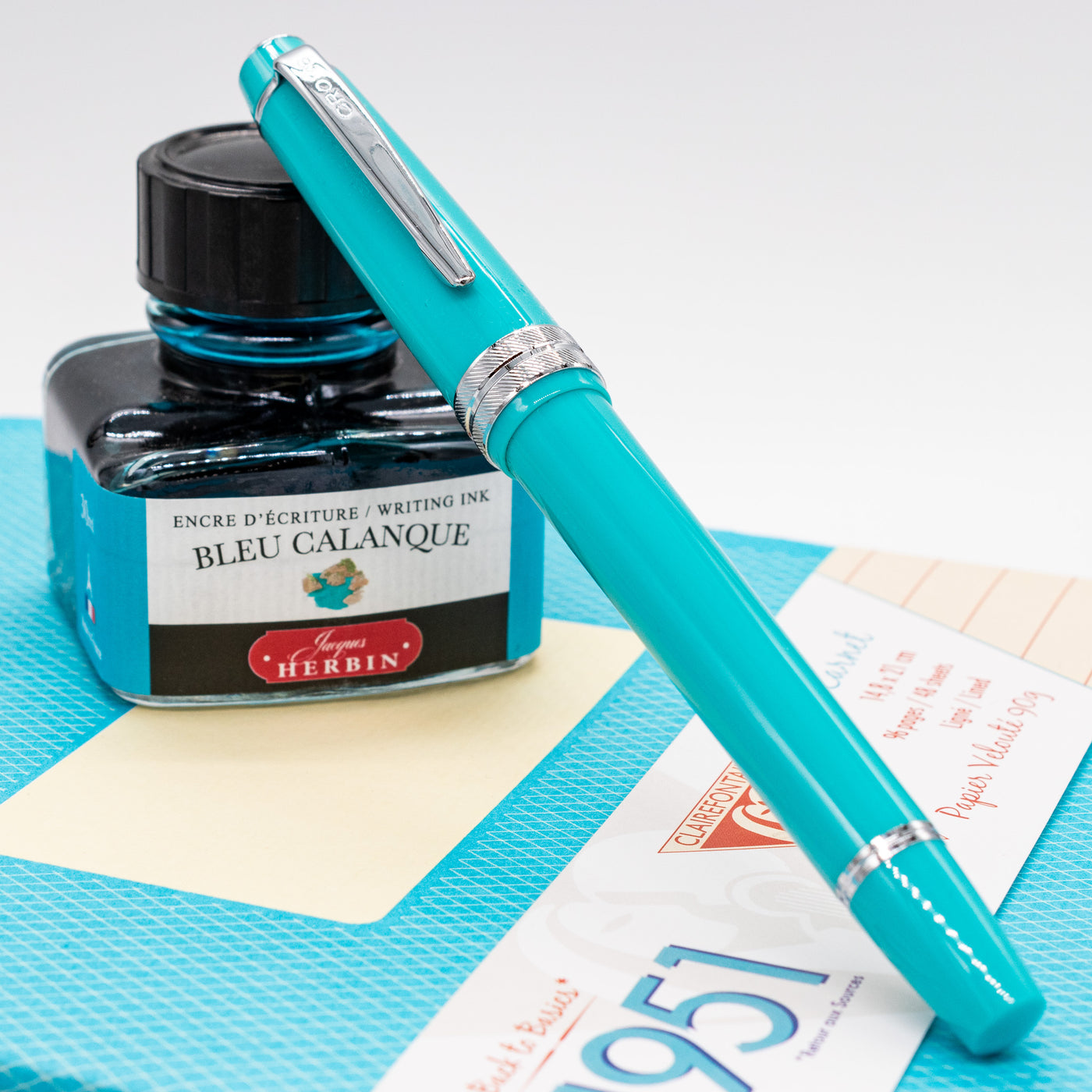 Cross Bailey Lights Fountain Pen - Teal & Chrome capped