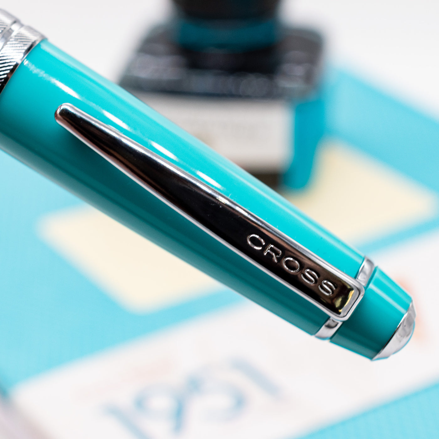 Cross Bailey Lights Fountain Pen - Teal & Chrome clip