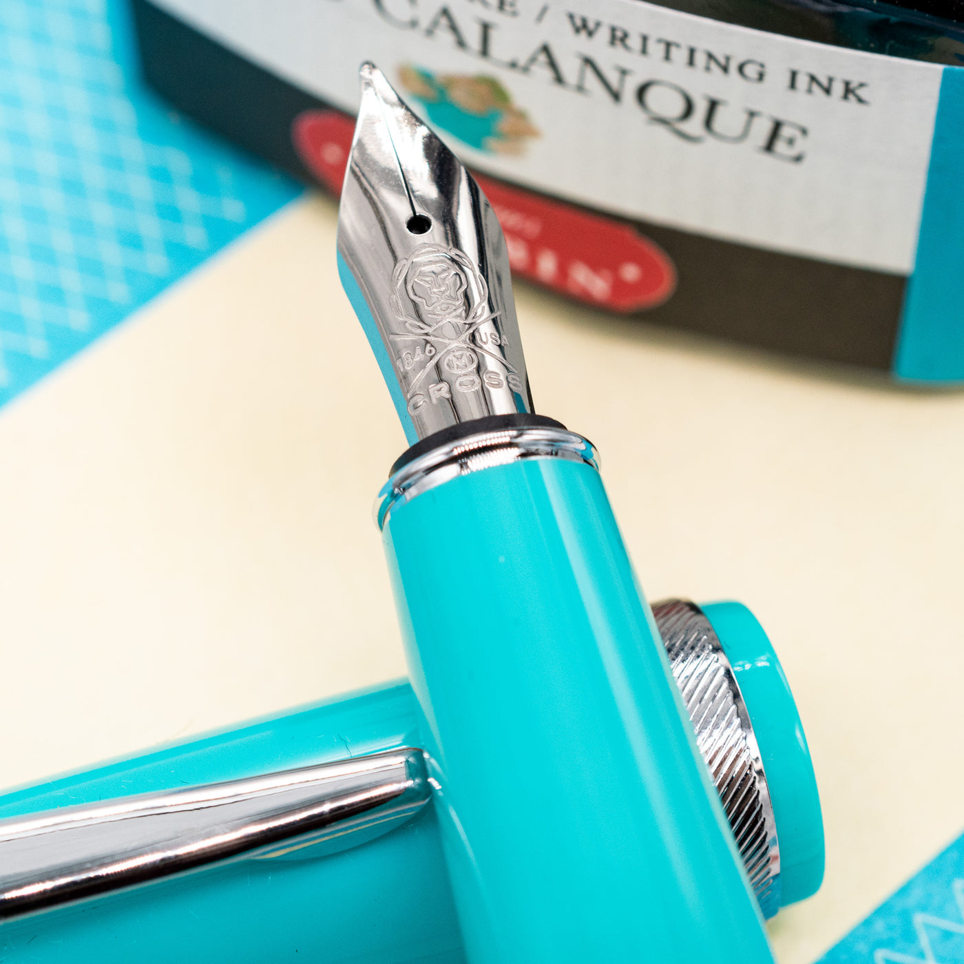 Cross Bailey Lights Fountain Pen - Teal & Chrome stainless steel nib