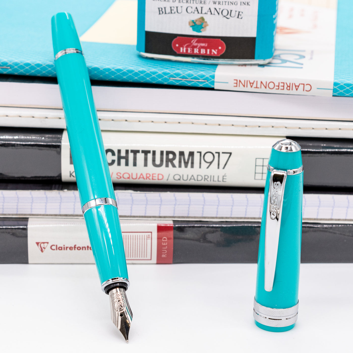 Cross Bailey Lights Fountain Pen - Teal & Chrome