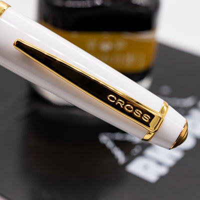 Cross Bailey Lights Fountain Pen - White & Gold gold clip