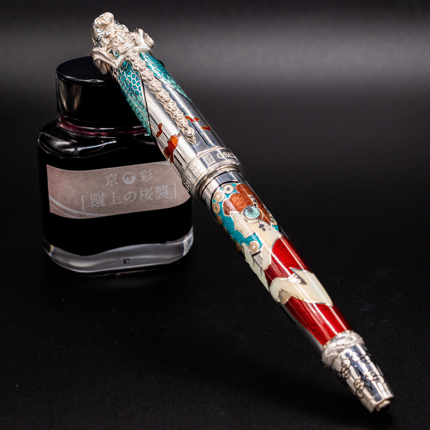 David Oscarson 25th Anniversary Art Nouveau Fountain Pen - Ruby Red capped