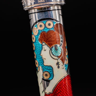 David Oscarson 25th Anniversary Art Nouveau Fountain Pen - Ruby Red mucha