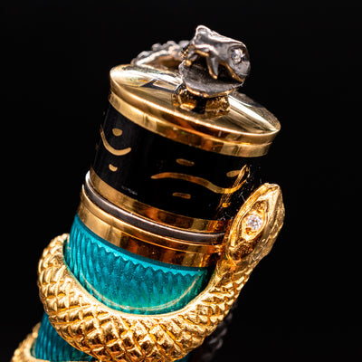 David Oscarson Black Water Snake Fountain Pen - Teal diamond