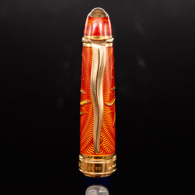 David Oscarson Celestial Fountain Pen - Blazing Saffron & Blue cap