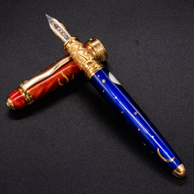 David Oscarson Celestial Fountain Pen - Blazing Saffron & Blue midnight