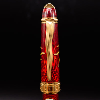 David Oscarson Celestial Fountain Pen - Fire Red cap