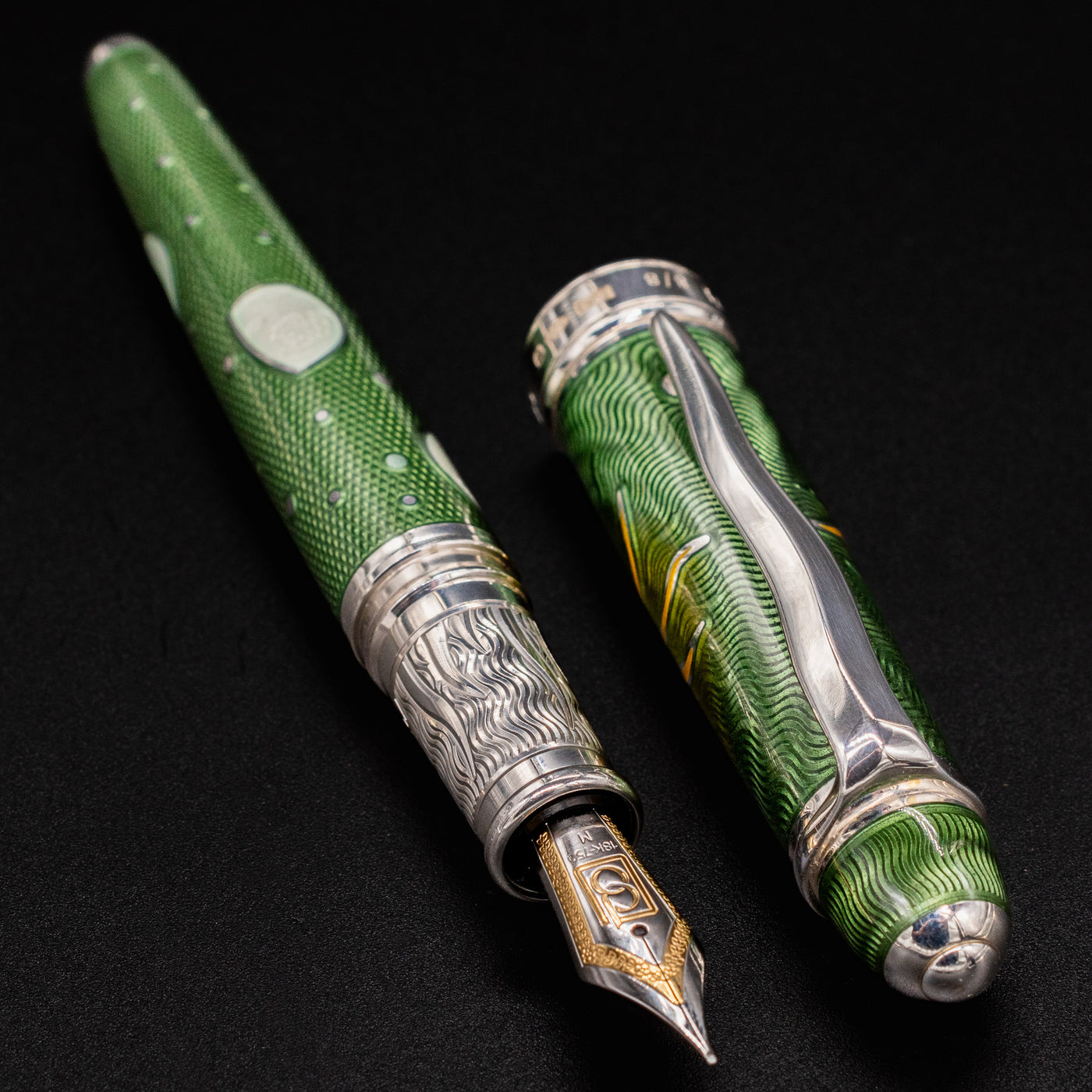 David Oscarson Celestial Fountain Pen - Olive Green Enamel