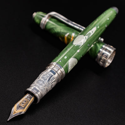 David Oscarson Celestial Fountain Pen - Olive Green Uncapped