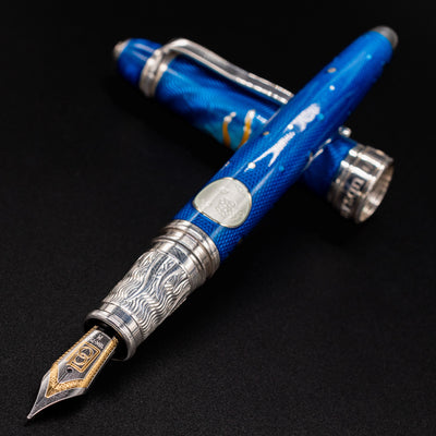 David Oscarson Celestial Fountain Pen - Sky Blue Uncapped