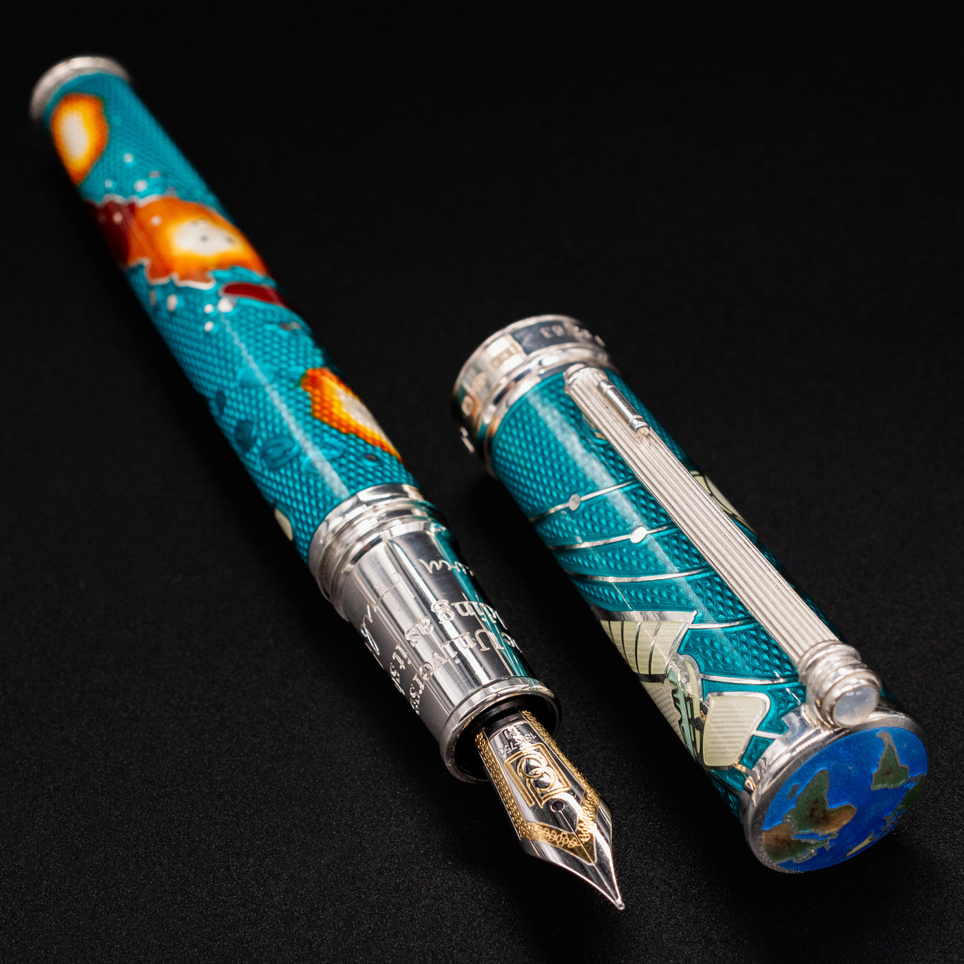 David Oscarson Edwin Hubble Fountain Pen Blue Guilloche