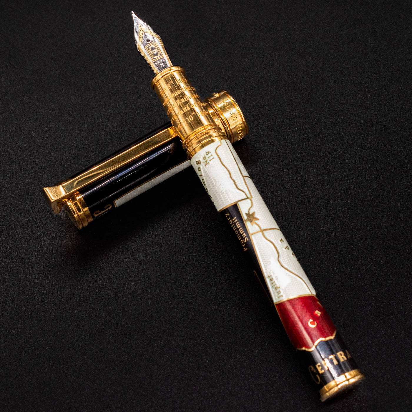 David Oscarson Golden Spike Fountain Pen - Ruby Red enamel