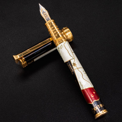 David Oscarson Golden Spike Fountain Pen - Ruby Red enamel