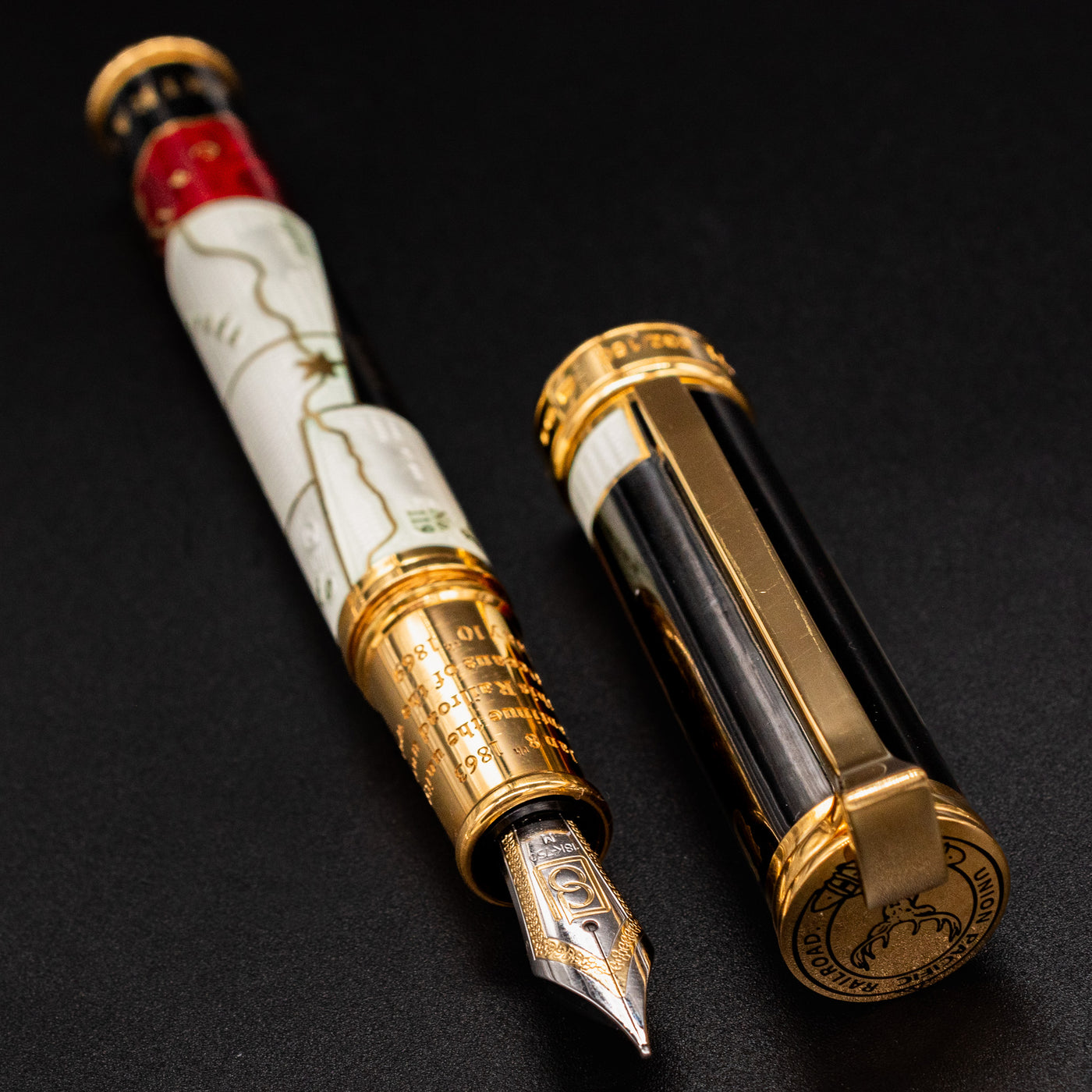 David Oscarson Golden Spike Fountain Pen - Ruby Red limited edition