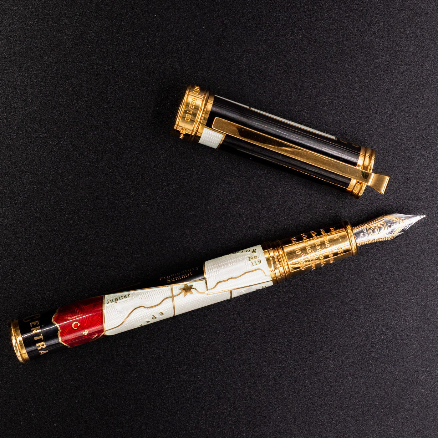 David Oscarson Golden Spike Fountain Pen - Ruby Red new