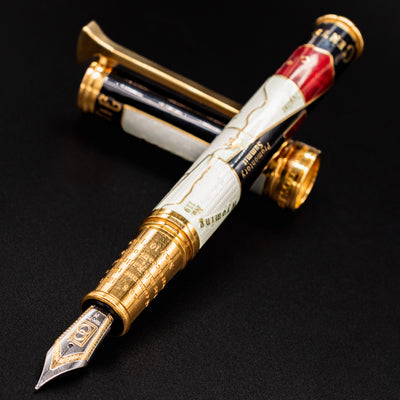 David Oscarson Golden Spike Fountain Pen - Ruby Red uncapped