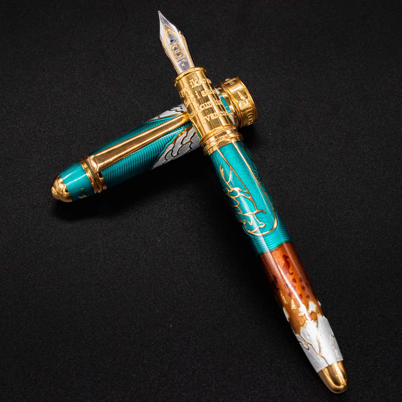 David Oscarson Hans Christian Andersen Fountain Pen - Teal enamel