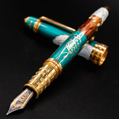 David Oscarson Hans Christian Andersen Fountain Pen - Teal uncapped