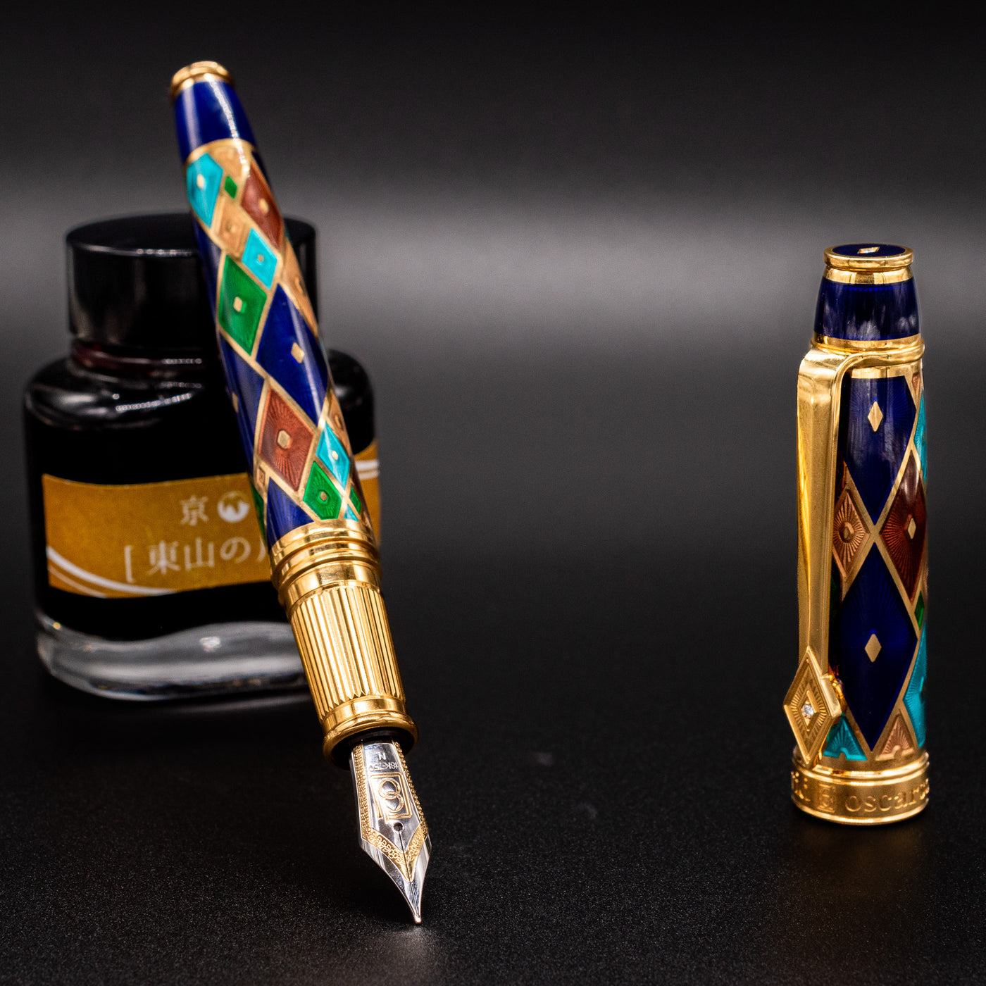 David Oscarson Harlequin Fountain Pen - Purple emerald