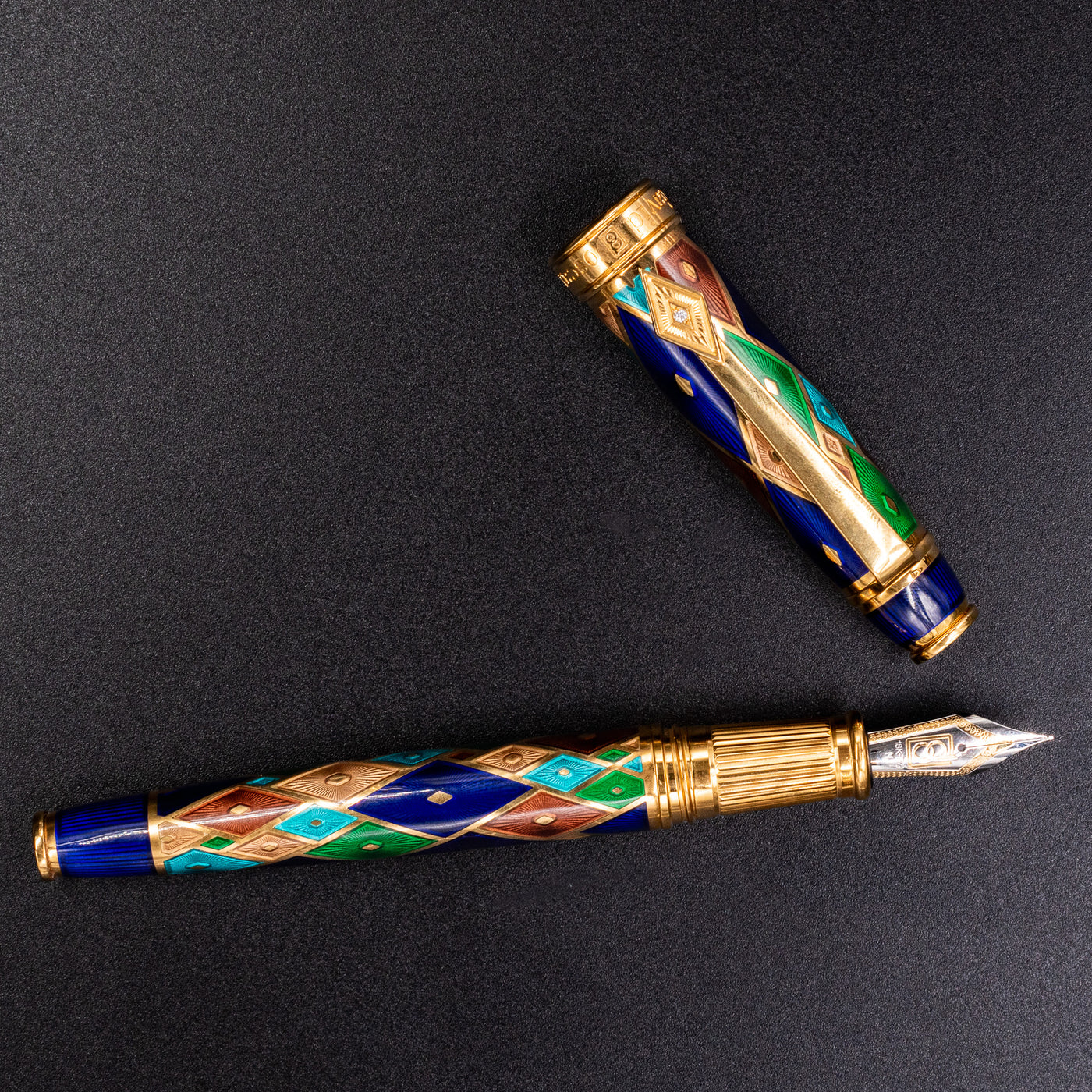 David Oscarson Harlequin Fountain Pen - Purple enamel