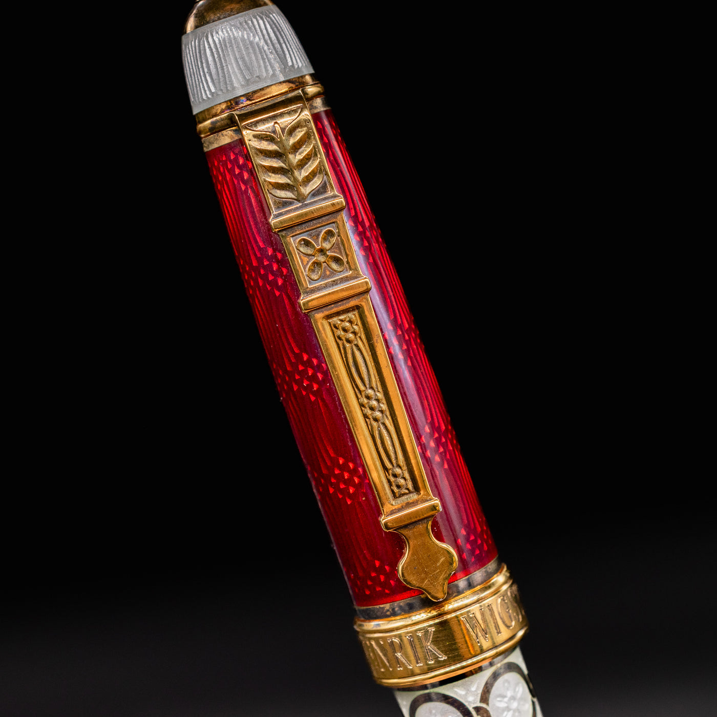 David Oscarson Henrik Wigstrom Trophy Collection Fountain Pen - Ruby enamel guilloche