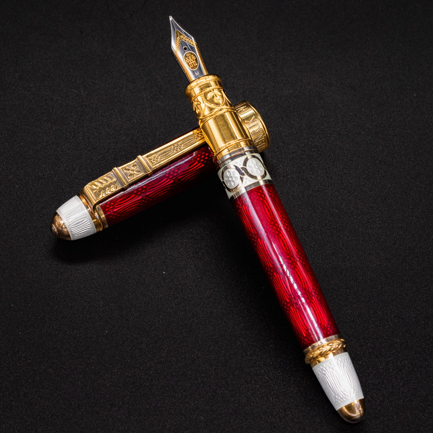 David Oscarson Henrik Wigstrom Trophy Collection Fountain Pen - Ruby guilloche