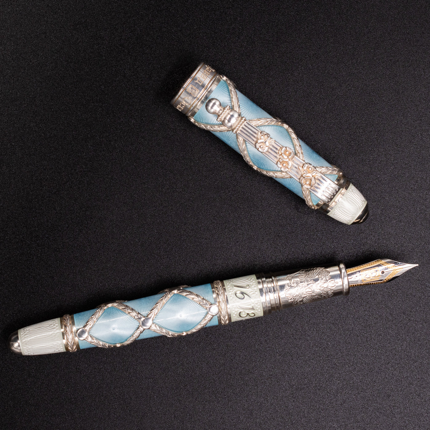 David Oscarson Imperial Fountain Pen - St. Petersburg Blue enamel