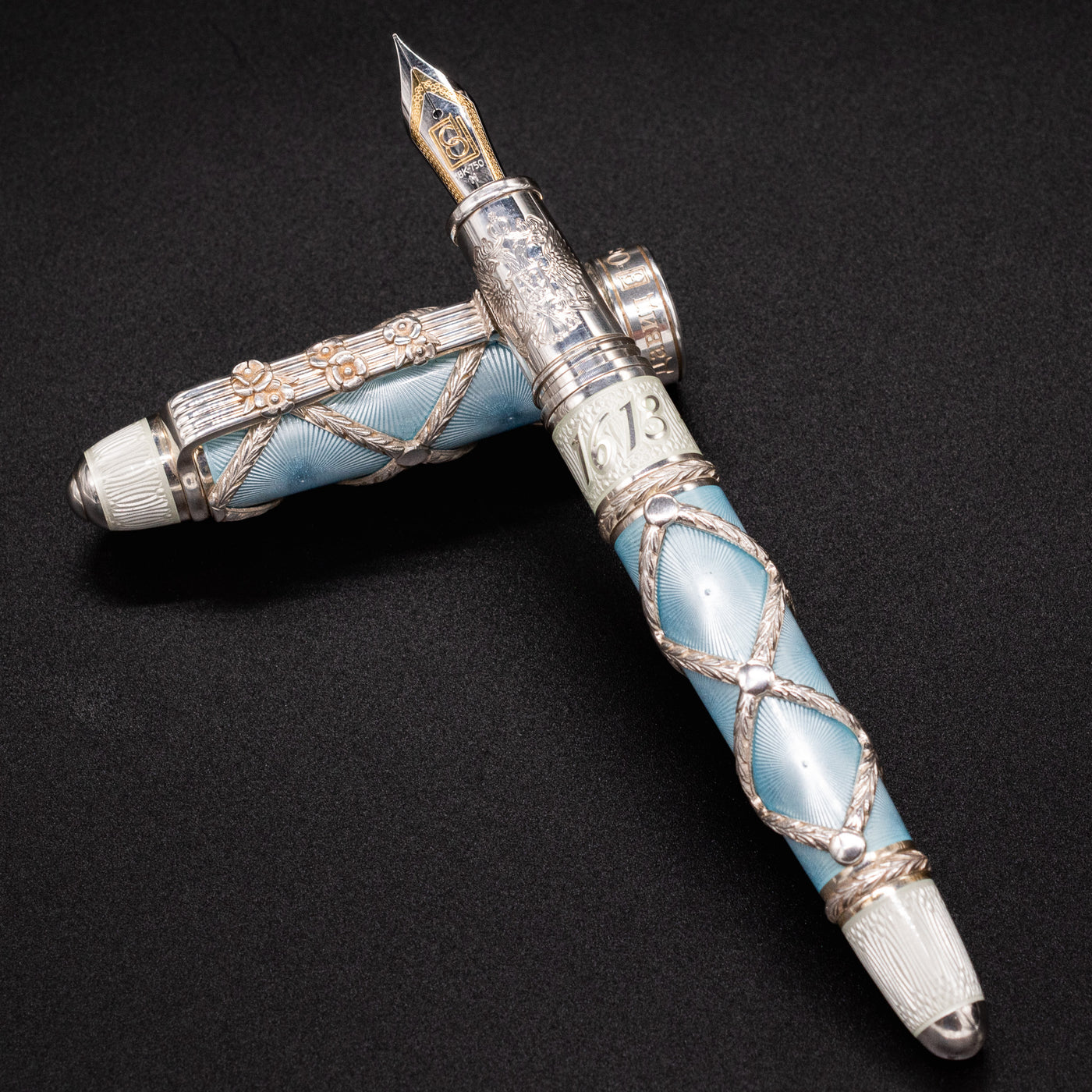 David Oscarson Imperial Fountain Pen - St. Petersburg Blue light