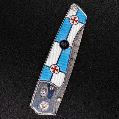 David Oscarson Jacques de Molay Folding Knife - Light Blue Enamel